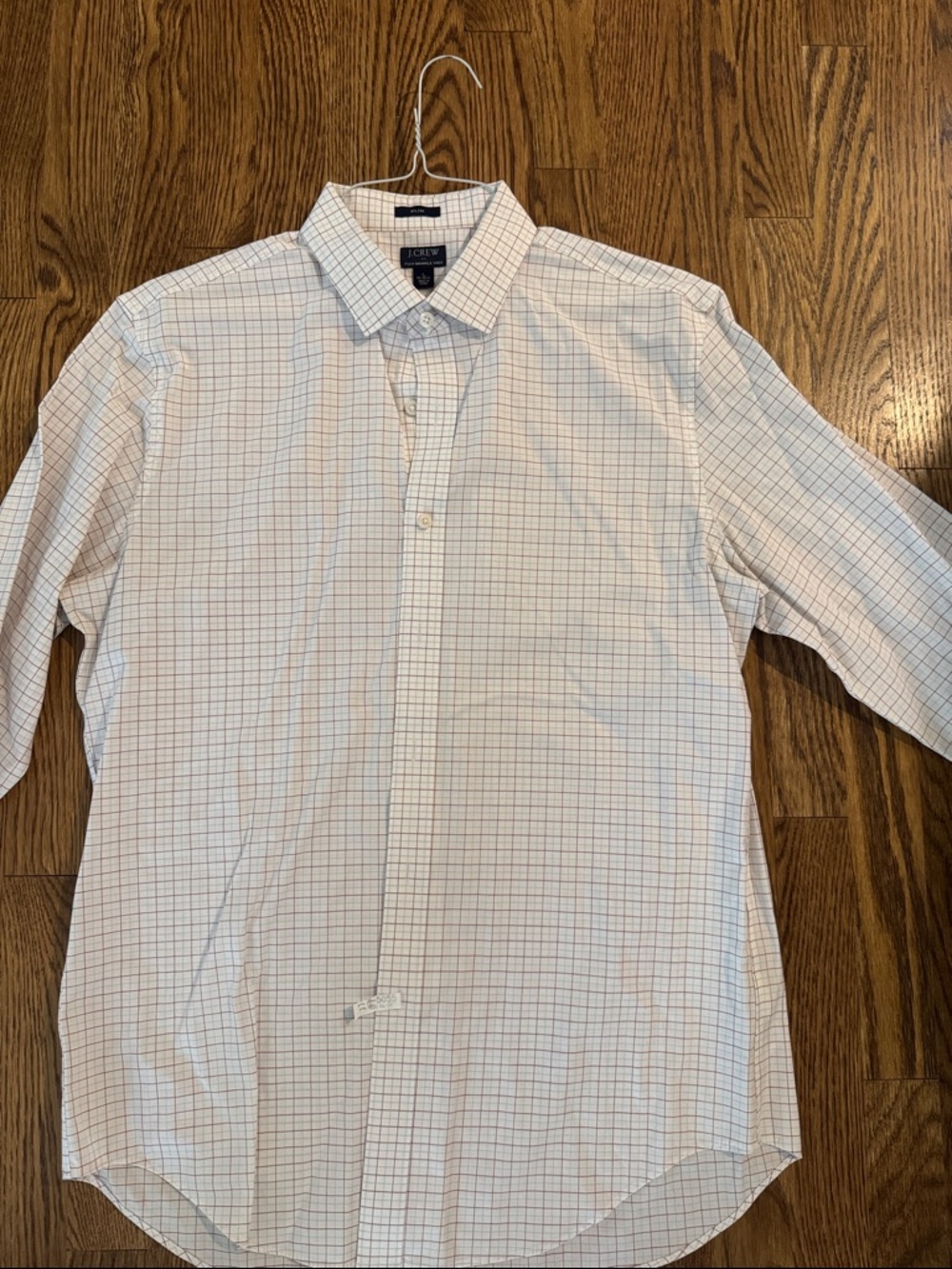 J. Crew White Button-Up Shirt with Red Windowpane Check